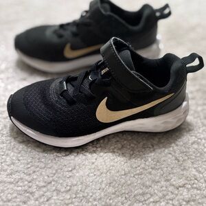 Youth/Kids Nike Revolution 6Black Gold Running Shoes (Size 11C)